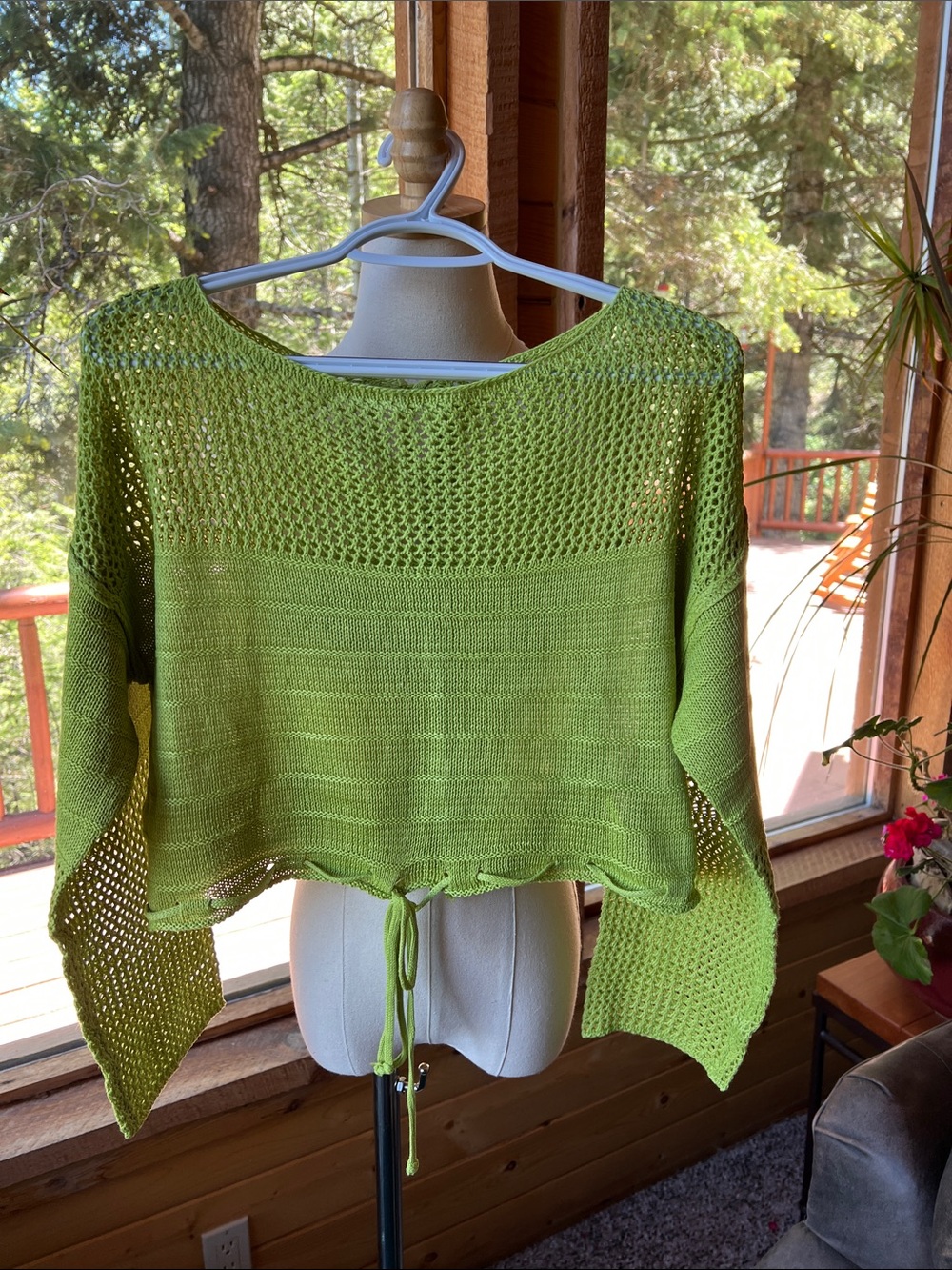 Crochet Lightweight Open-Knit Crop Sweater NWOT